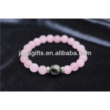 Perles rondes Hematite 8MM avec bracelet élastique à quartz rose 8MM